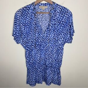 Michael Michael Kors MMK SM Blue and White Top with Gold Chain Hardware